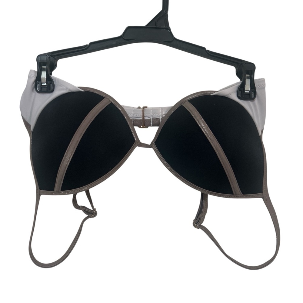 Victoria's Secret The Fabulous Push-Up Bikini Top Black White 36C
